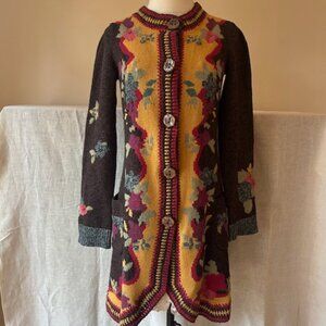 Vintage Sparrow Anthropologie Lambswool "Yellow Brick Road" Duster Cardigan